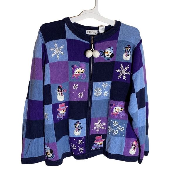 Vintage‎ BP Design Snowman Cardigan Sweater - Picture 1 of 8
